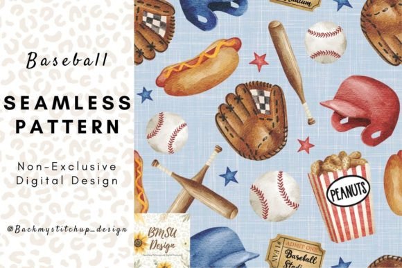 Download Baseball Blue and Red Seamless Pattern - Premium Resources