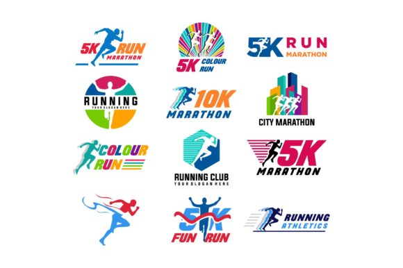 Download Run Sport Club Logo Templates Set - Sport Collection