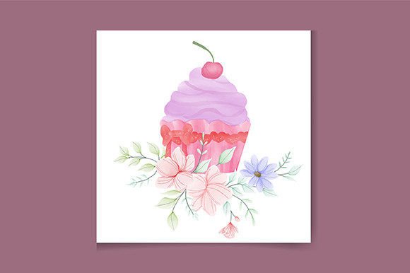 Download Watercolor Pink Cupcake Logo Design - Cupcake logo Collection