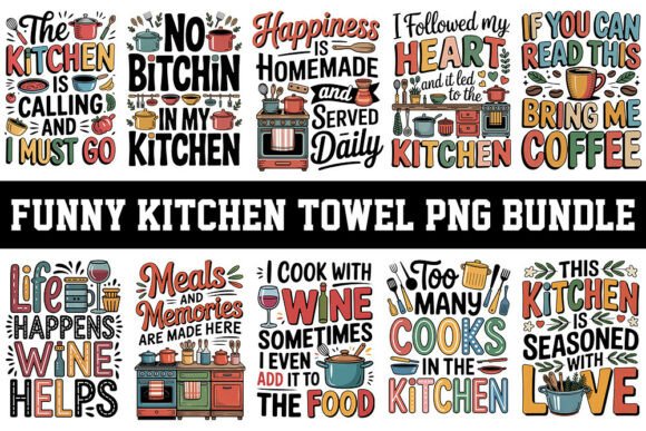 Download Funny Kitchen Towel PNG Bundle. - Towel Collection